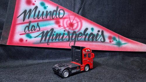 Caminhão Carroceria Carreta Super Truck De Ferro Vermelho - Fricção 12c x 7,5h x 5,8 largura
