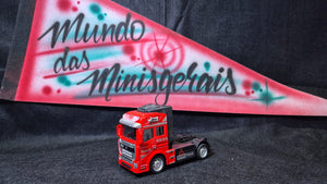 Caminhão Carroceria Carreta Super Truck De Ferro Vermelho - Fricção 12c x 7,5h x 5,8 largura