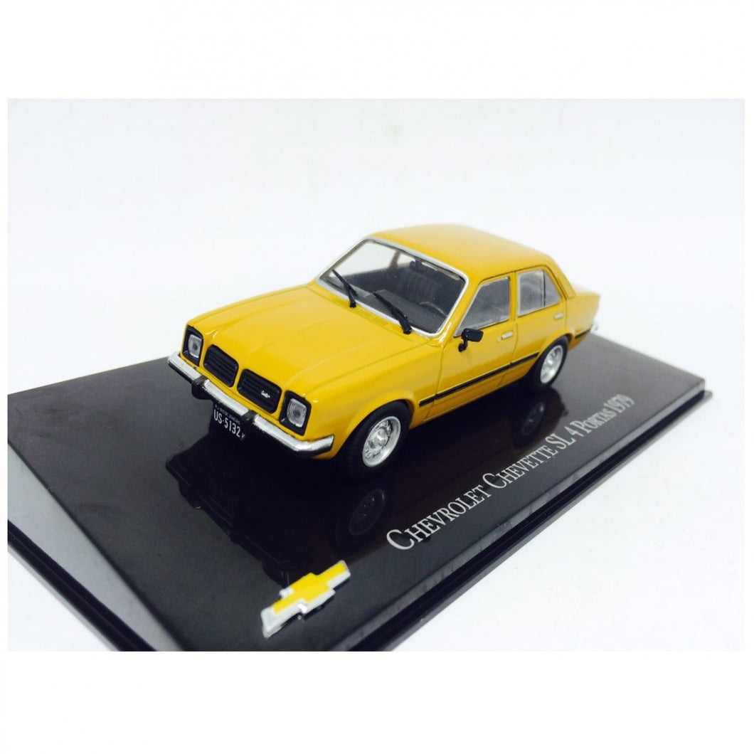 Chevette SL 1979 Amarelo - só a miniatura, SEM BASE e SEM CAIXA DE ACRÍLICO